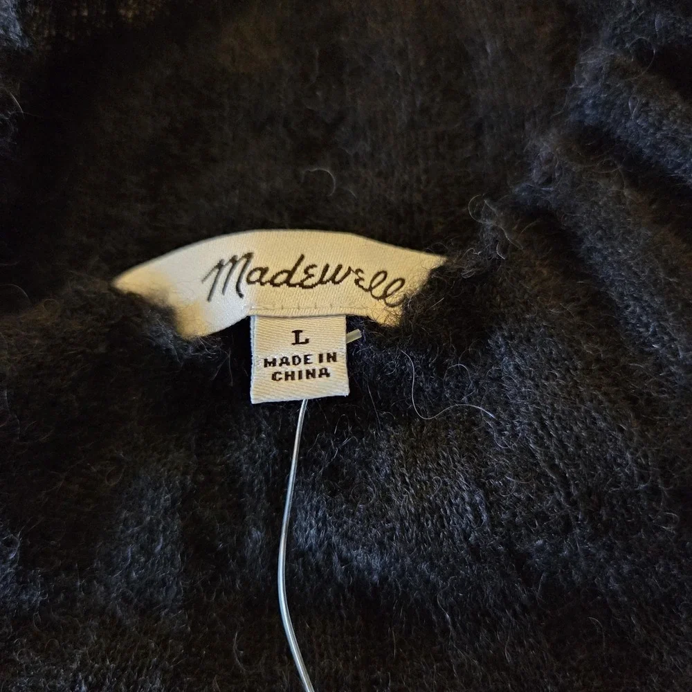Madewell sz L black lightweight Alpaca Blend Mockneck Sweater Ribbed NWT classic